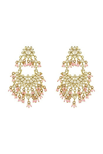 Gold Plated Pearls & Glass Dangler Earrings
