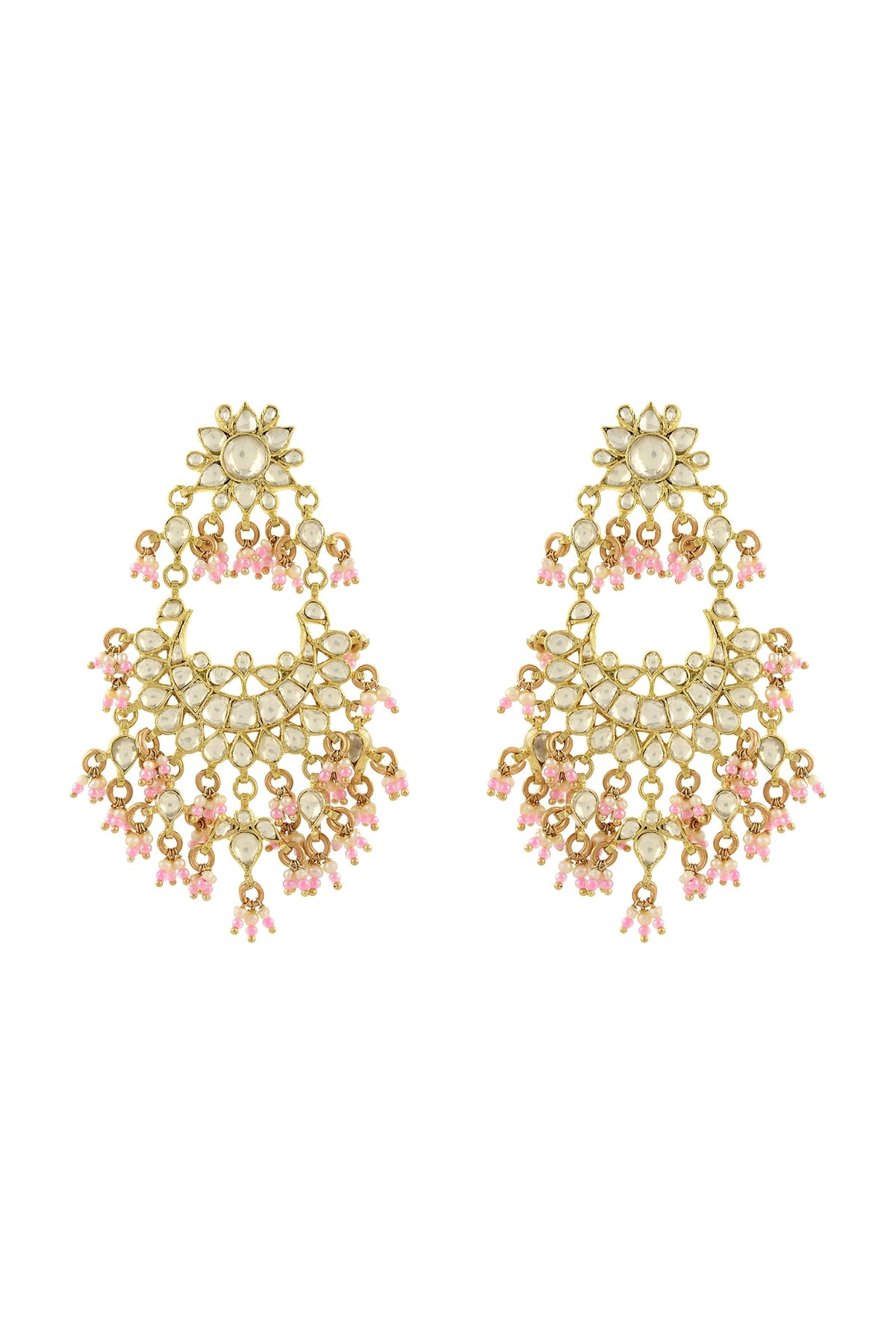Gold Plated Pearls & Glass Dangler Earrings
