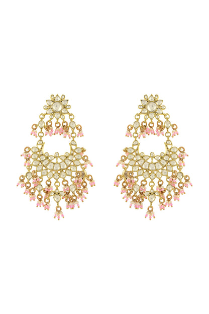 Gold Plated Pearls & Glass Dangler Earrings