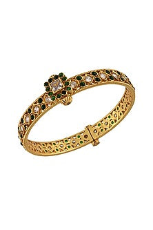 Gold Plated Bangle With Glass