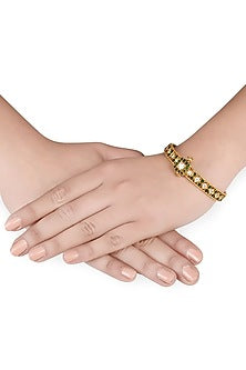 Gold Plated Bangle With Glass