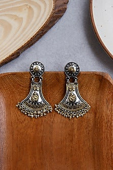 Two-Tone Finish Dangler Earrings In Sterling Silver