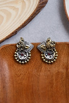 Two-Tone Finish Dangler Earrings In Sterling Silver