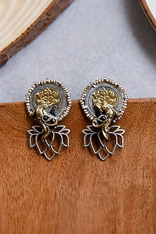 Two-Tone Finish Dangler Earrings In Sterling Silver