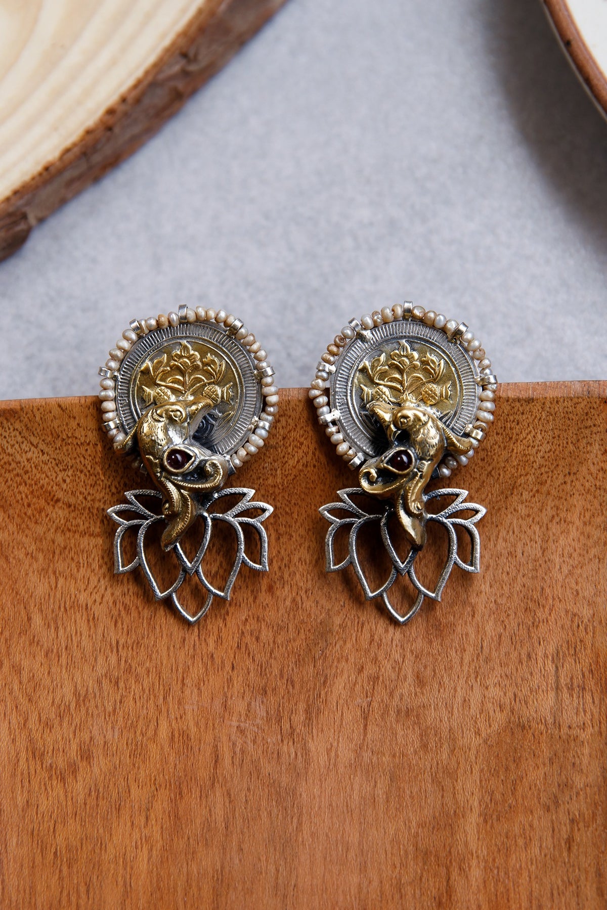 Two-Tone Finish Dangler Earrings In Sterling Silver