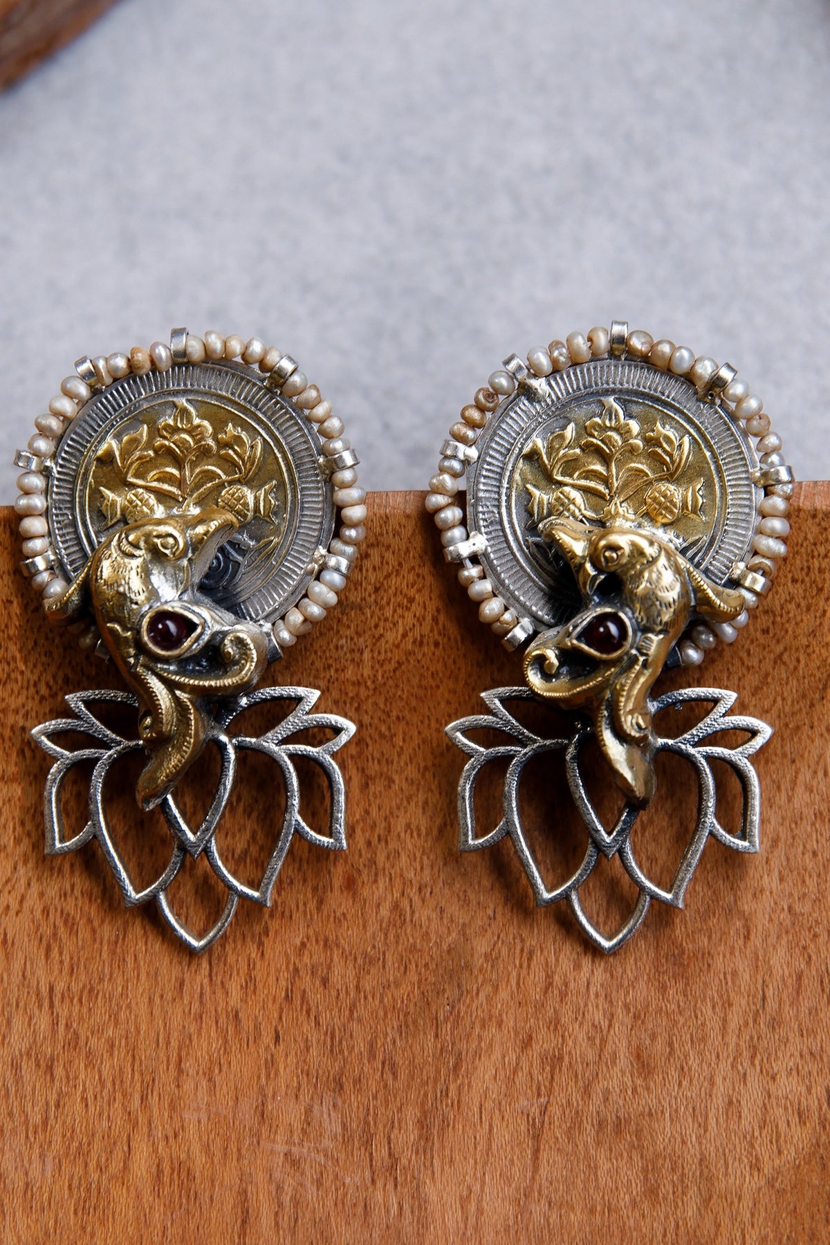 Two-Tone Finish Dangler Earrings In Sterling Silver