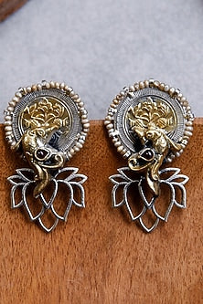 Two-Tone Finish Dangler Earrings In Sterling Silver