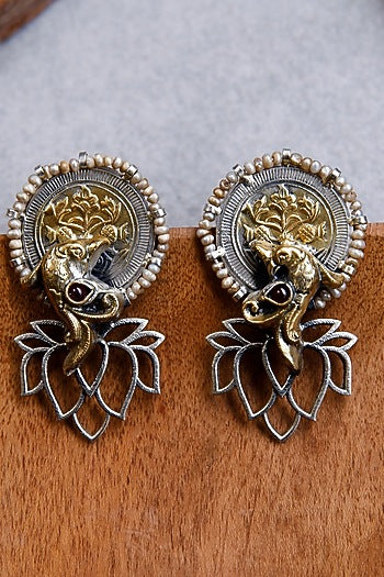 Two-Tone Finish Dangler Earrings In Sterling Silver