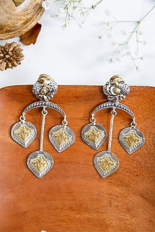 Two-Tone Finish Dangler Earrings In Sterling Silver