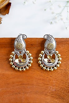 Two-Tone Finish Dangler Earrings In Sterling Silver