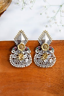 Two-Tone Finish Dangler Earrings In Sterling Silver