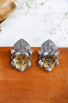 Two-Tone Finish Dangler Earrings In Sterling Silver