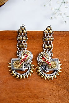 Two-Tone Finish Dangler Earrings In Sterling Silver