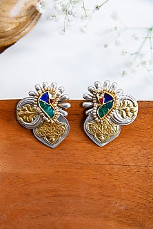 Two-Tone Finish Dangler Earrings In Sterling Silver