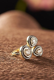 Two Tone Finish Diamond Ring In Sterling Silver
