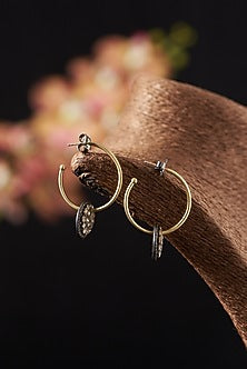 Two Tone Finish Diamond Dangler Earrings In Sterling Silver