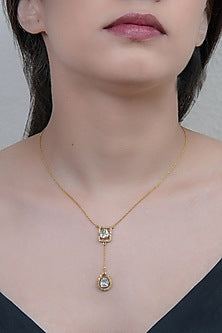 Gold Finish Polki Pendant Necklace