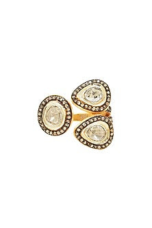 Two Tone Finish Ring In Sterling Silver