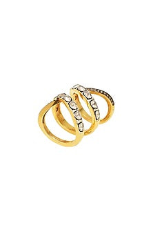 Two Tone Finish Polki Ring In Sterling Silver