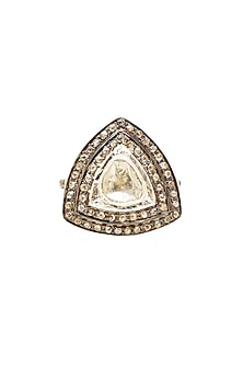 Two Tone Finish Diamond Ring In Sterling Silver