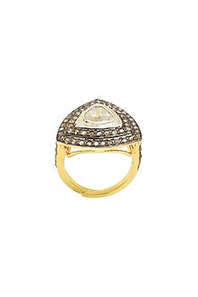 Two Tone Finish Diamond Ring In Sterling Silver