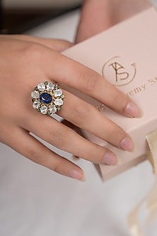 Black Rhodium And Gold Finish Diamond Ring