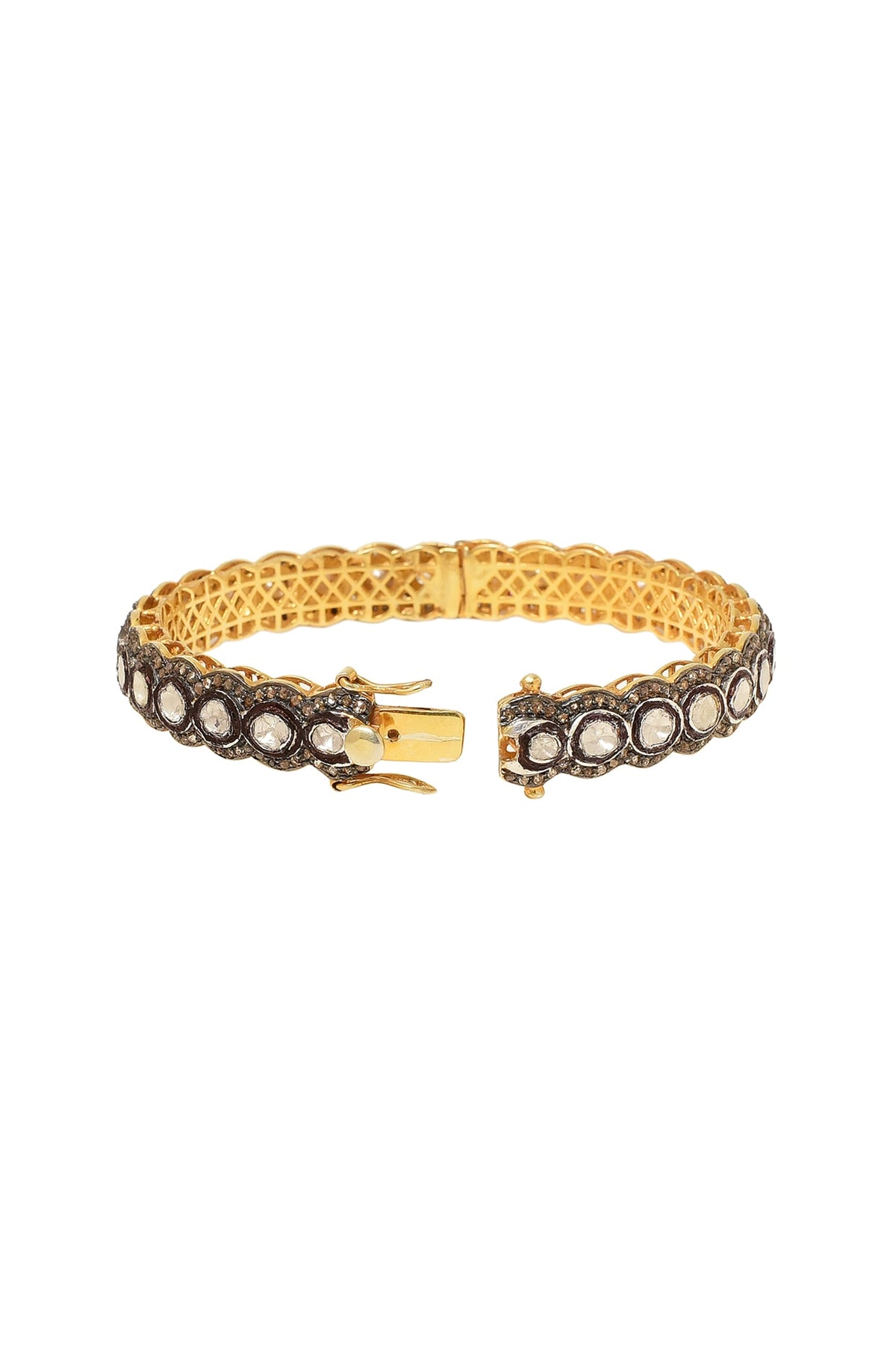 Black Rhodium & Gold Finish Diamond Bangle