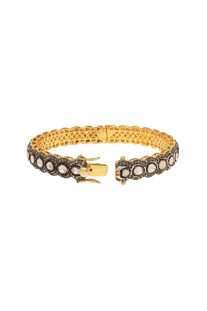 Black Rhodium & Gold Finish Diamond Bangle