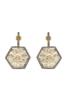 Two Tone Finish Diamond Earrings In Sterling Silver