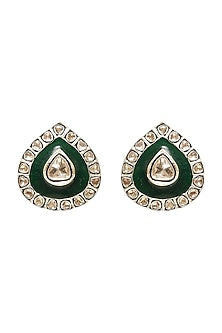 Black Rhodium & Gold Finish Pearl Earrings