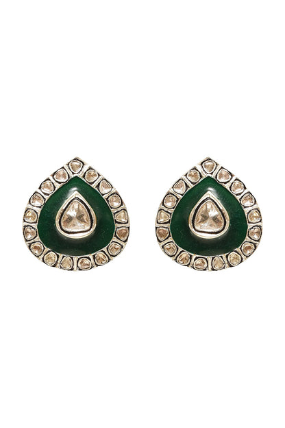 Black Rhodium & Gold Finish Pearl Earrings