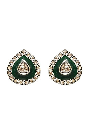 Black Rhodium & Gold Finish Pearl Earrings