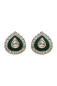 Black Rhodium & Gold Finish Pearl Earrings