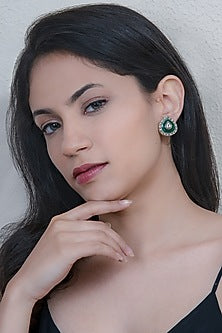 Black Rhodium & Gold Finish Pearl Earrings