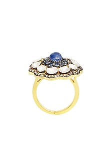 Two-Tone Finish Sapphire Ring In Sterling Silver