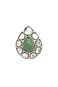 Two-Tone Finish Emerald Ring In Sterling Silver