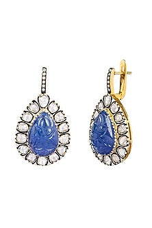 Two-Tone Finish Tanzanite & Diamond Dangler Earrings In Sterling Silver