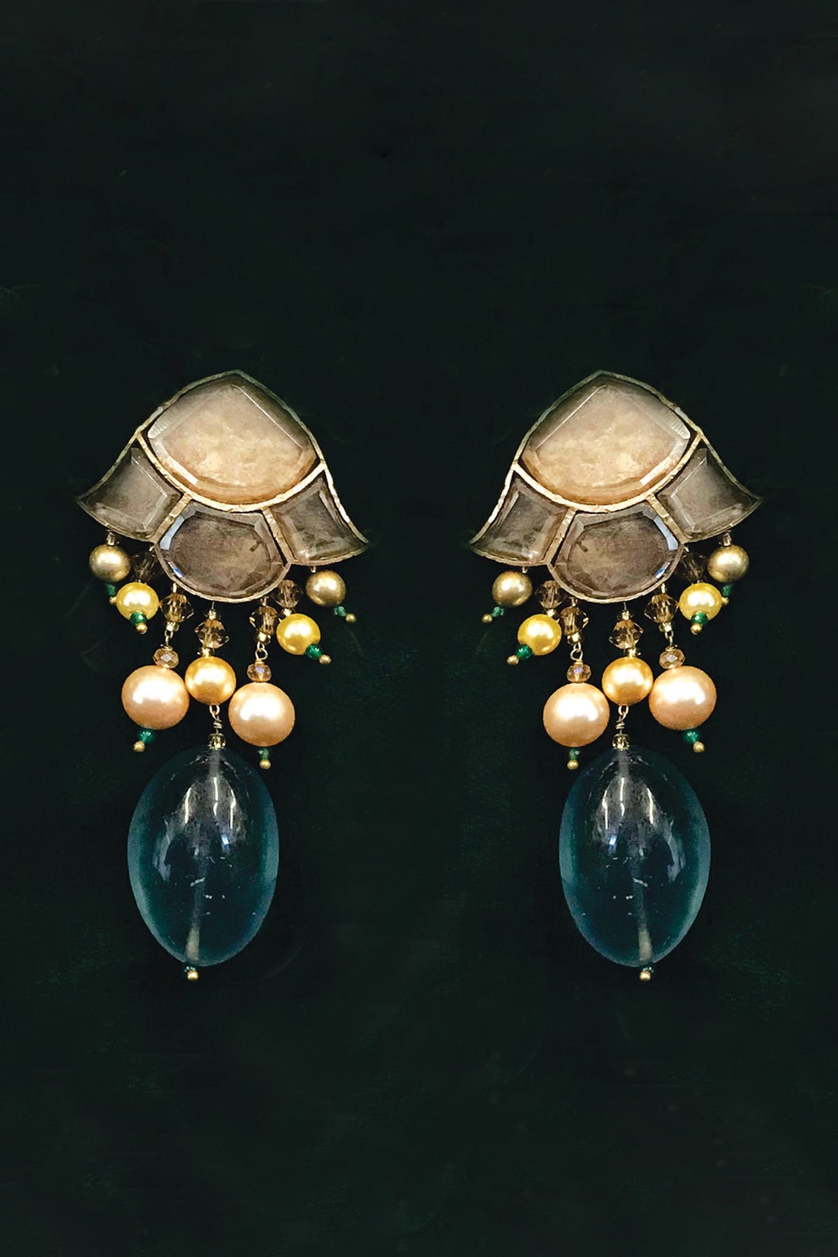 Gold Finish Swarovski Pearl Earrings In Sterling Silver