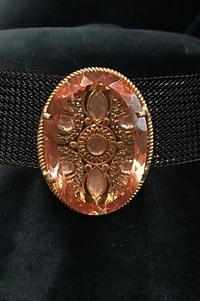 Gold Finish Motifs Choker Necklace In Sterling Silver