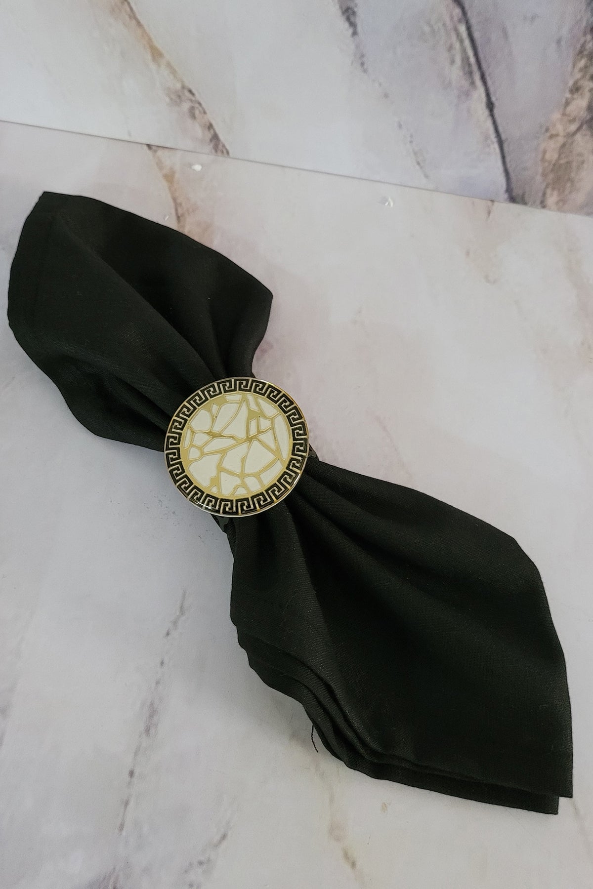 White & Gold Polymer Handcrafted Napkin Ring Set