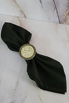 White & Gold Polymer Handcrafted Napkin Ring Set