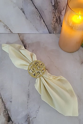 White & Gold Polymer Handcrafted Napkin Ring Set