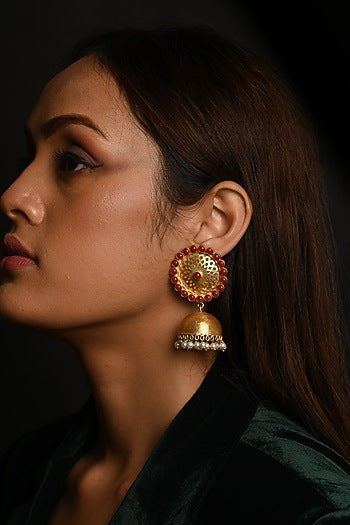 Gold Finish Jhumka Earrings