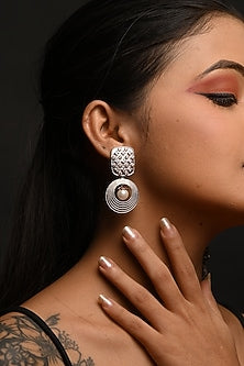 Silver Finish Pearl Earrings