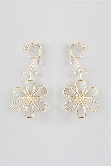 Gold Finish Floral Dangler Earrings