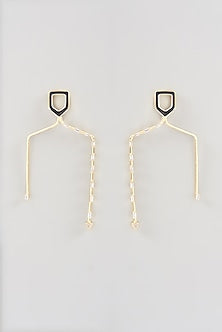 Gold Finish Black Onyx Dangler Earrings