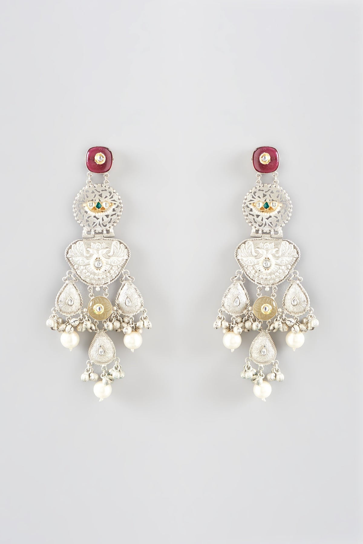 Oxidized Finish Ruby Dangler Earrings