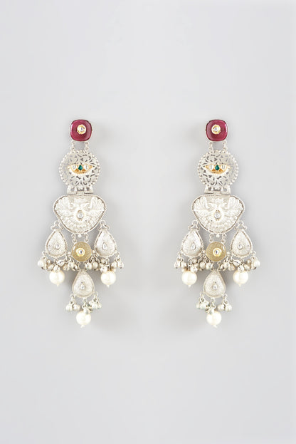 Oxidized Finish Ruby Dangler Earrings