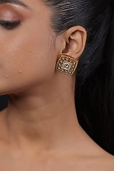 Gold Finish Meenakari Stud Earrings