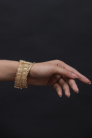 Gold Finish Pearl Bangles (Set of 2)